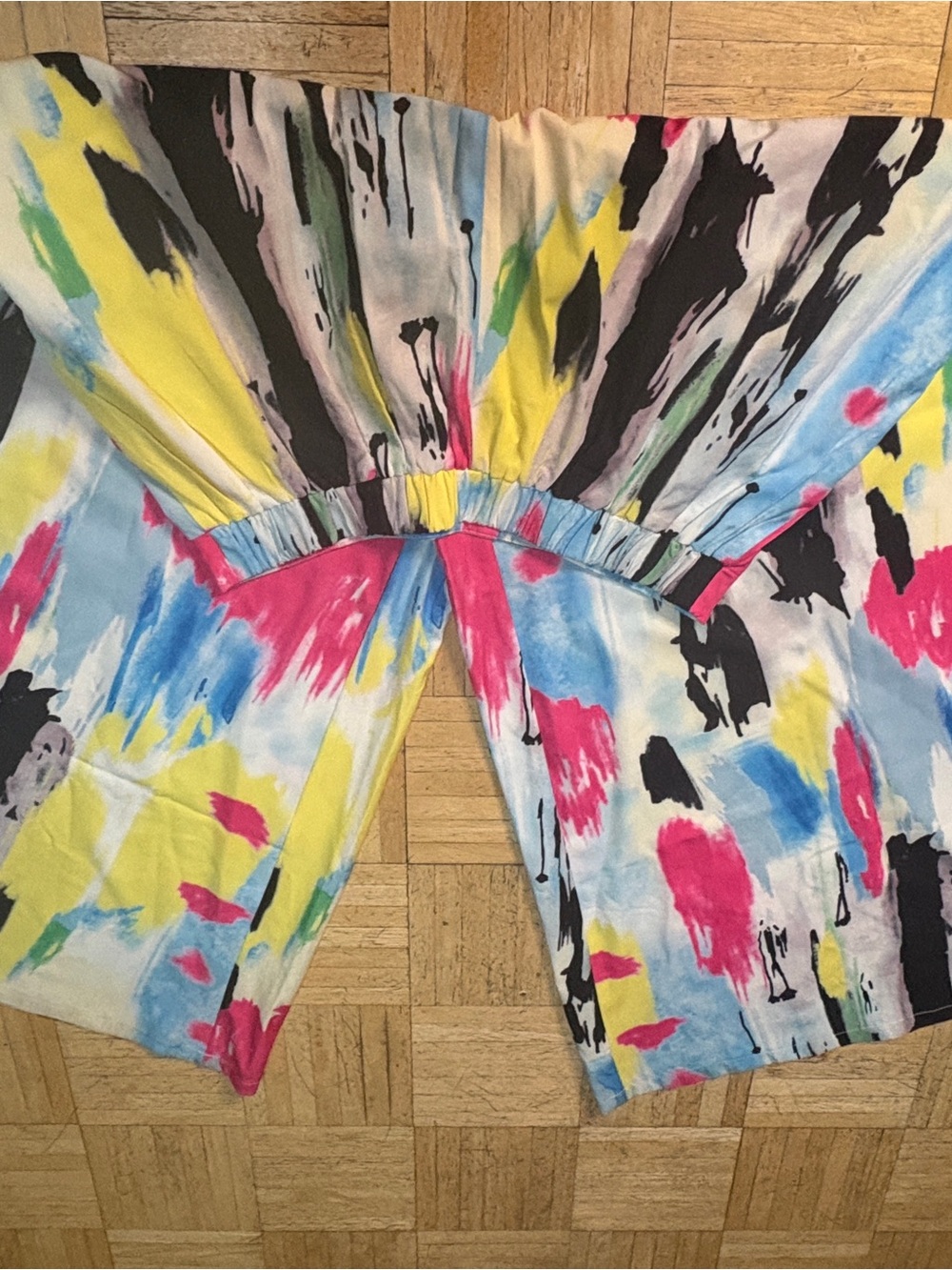 Colorful Abstract Print Wide-Leg Palazzo Pants Size Large - Picture 2 of 3
